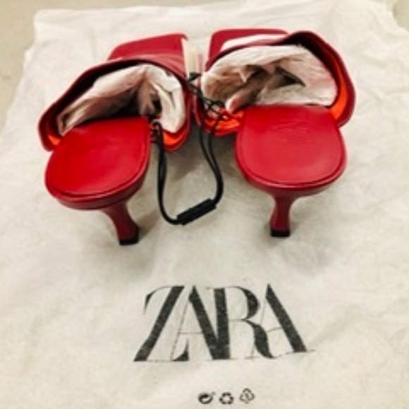 ZARA Real LEATHER Heeled Mules Shoes, 40, NWT - Picture 7 of 7